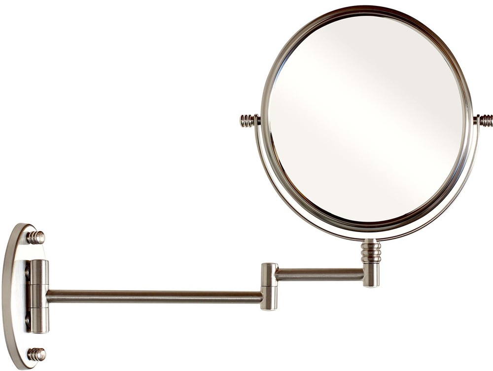 8" Extendable Wall Mount Mirror with 7X Magnification - Nickel Finish