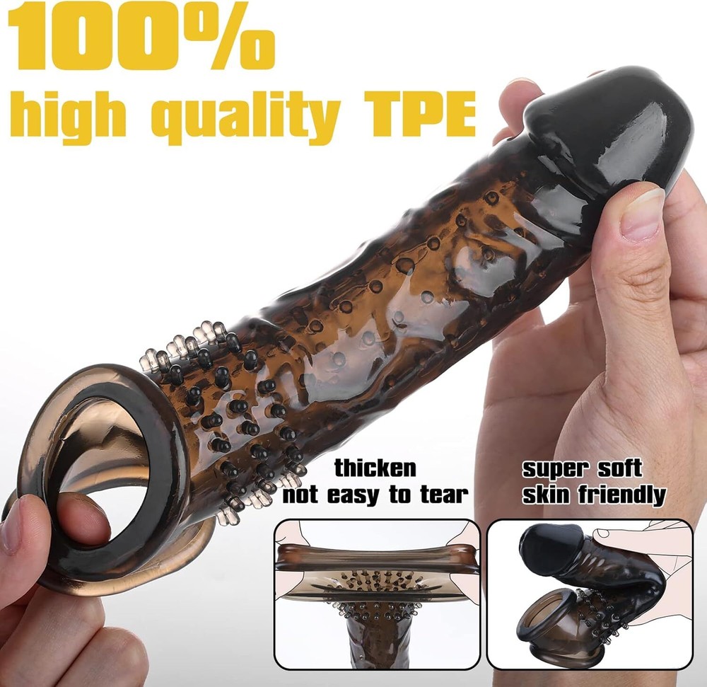 Penis Sleeve Extender Super Thick Realistic Textured Sheath Girth Enhancer Men