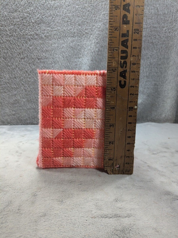 Handmade Needlepoint 6” Tall Tissue Box Cover Valentines Theme