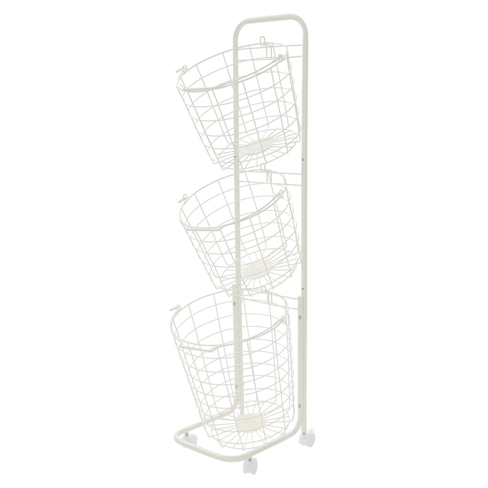 3 Tier Plastic Wheeled Laundry Hamper Rolling Clothes Storage Basket Garbage Bin
