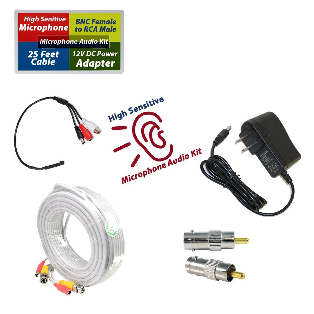 Evertech High Sensitive Surveillance CCTV Mic Set 25ft