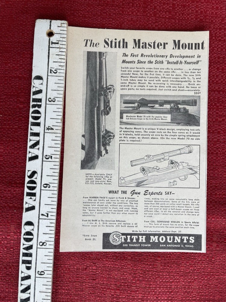 Vintage 1948 Print Ad Stith Mounts Master Mount Advertisement