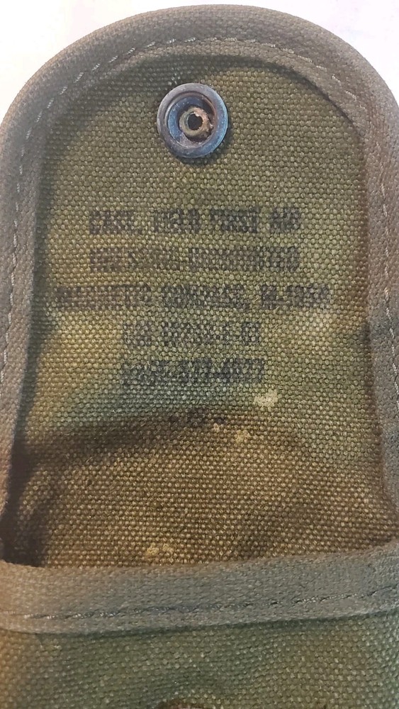 Authentic 1966 US Army Compass With Original Green Canvas Pouch