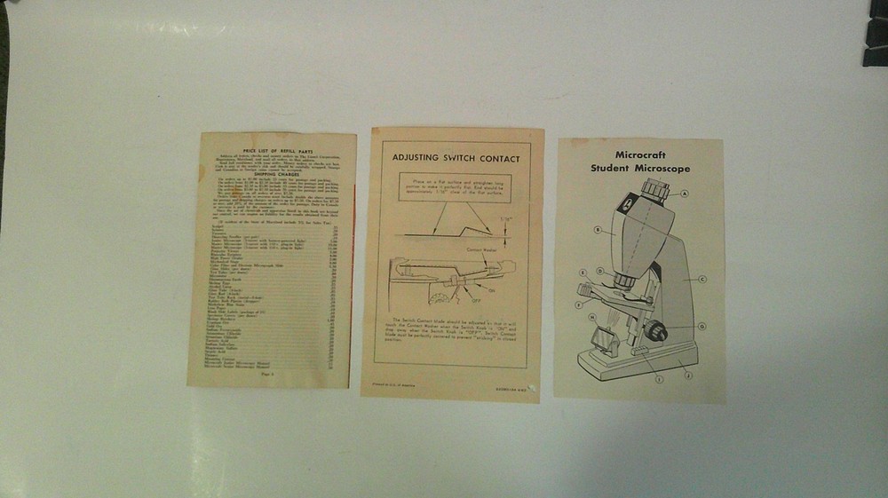Vintage 1960 Lionel-Porter Panel Microcraft Student Microscope Lab Slides