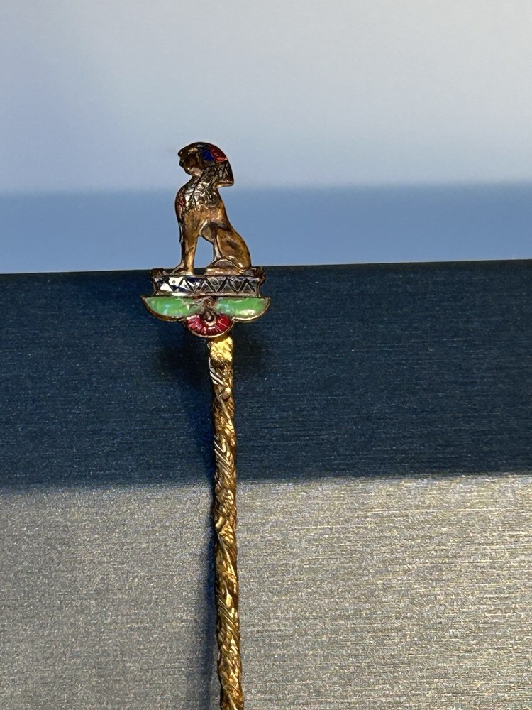 Antique Brass Champlevé Enamel Figural Sphinx Spoon Twisted Handle 19th