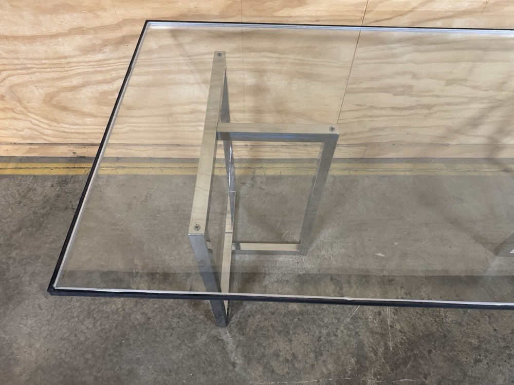 CB2 SILVERADO CHROME DINING TABLE BASE + Acrylic Plexi Top 34x76