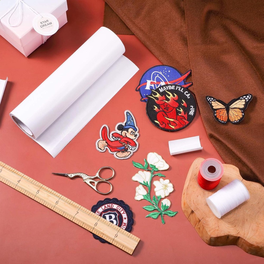 Adhesive Sheet Double Sided Iron-on Patch 8 Inch x 13 ft White