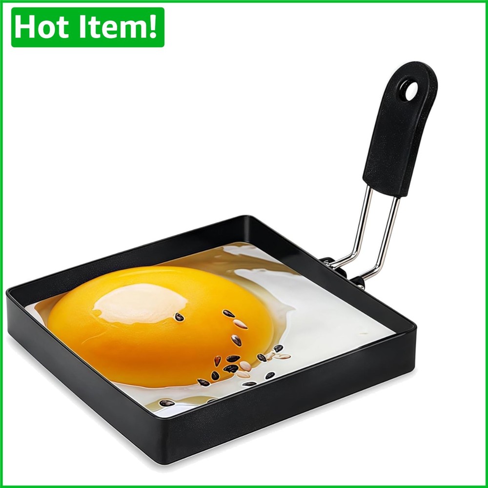 Professional Quality Egg Rings with Silicone Handle - Effortless Breakfast Maker