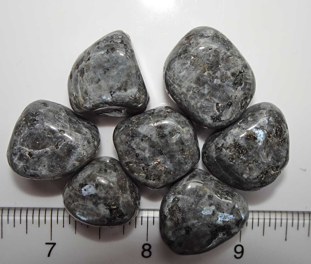 Larvikite - 7 Flashy Medium Tumbled Stones rt650e