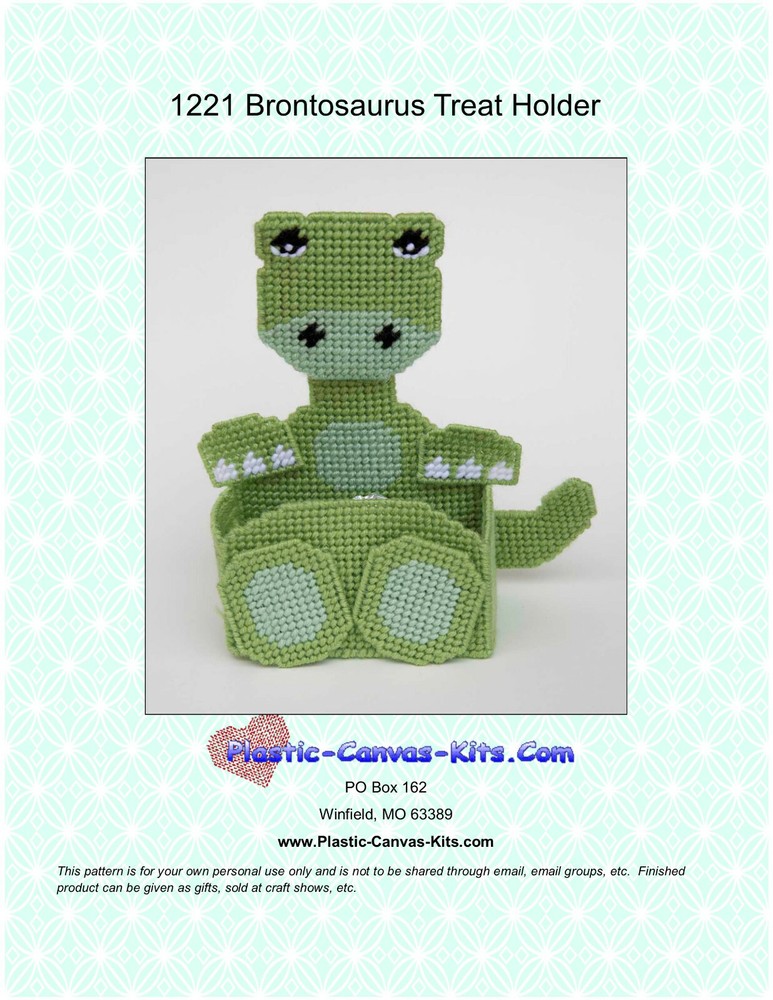 Brontosaurus DInosaur Treat Holder-Plastic Canvas Pattern or Kit
