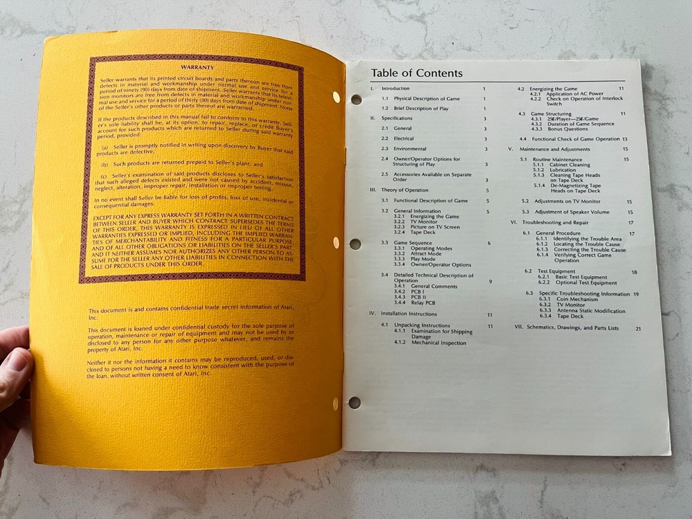QUIZ SHOW Arcade Game Operation Maintenance and Service Manual - ATARI