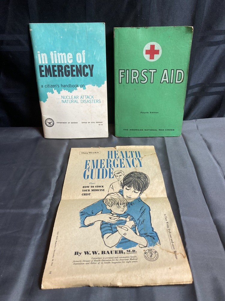 1957 Red Cross First Aid Book 1968 Nuclear Attack Handbook
