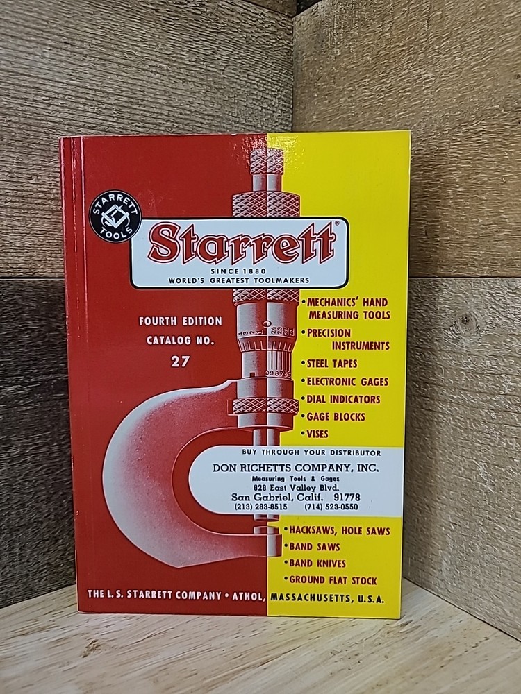 Starett Tools Catalog 27 Fourth Edition Vintage