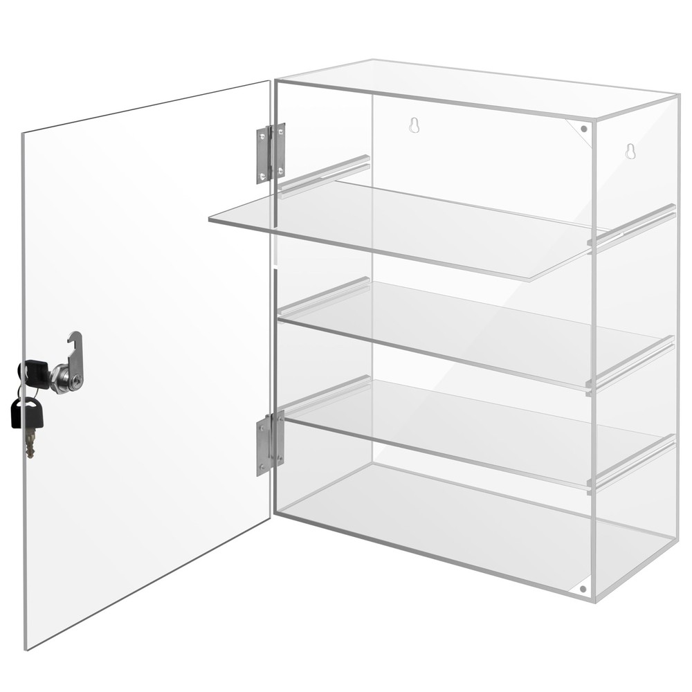 Acrylic Display Case with Lock Key, Removable 4-Tier Clear Acrylic Display Ca...