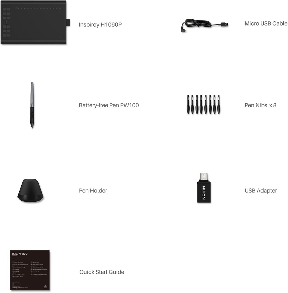 Inspiroy H1060P Graphics Tablet - 8192 Pressure Sensitivity