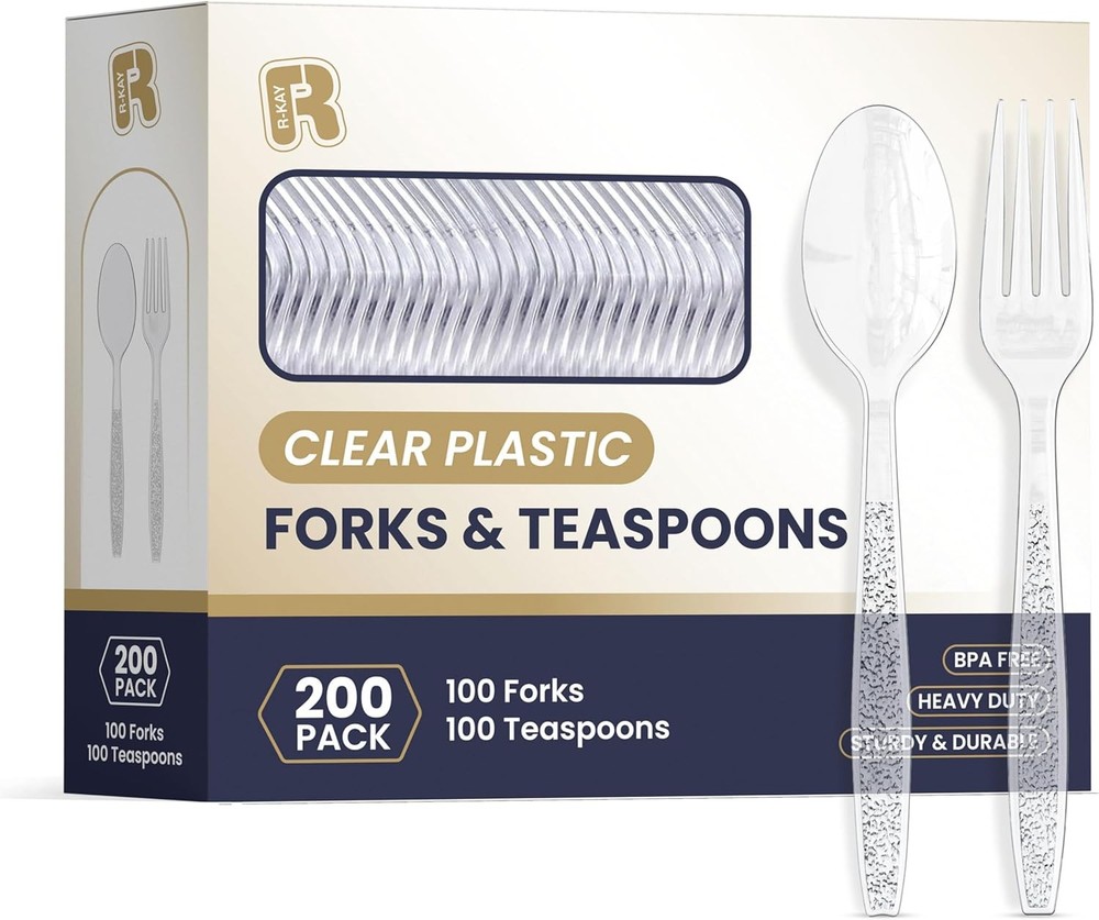 Plastic Sierware Heavy Duty - Clear Plastic Forks And Spoons Set -