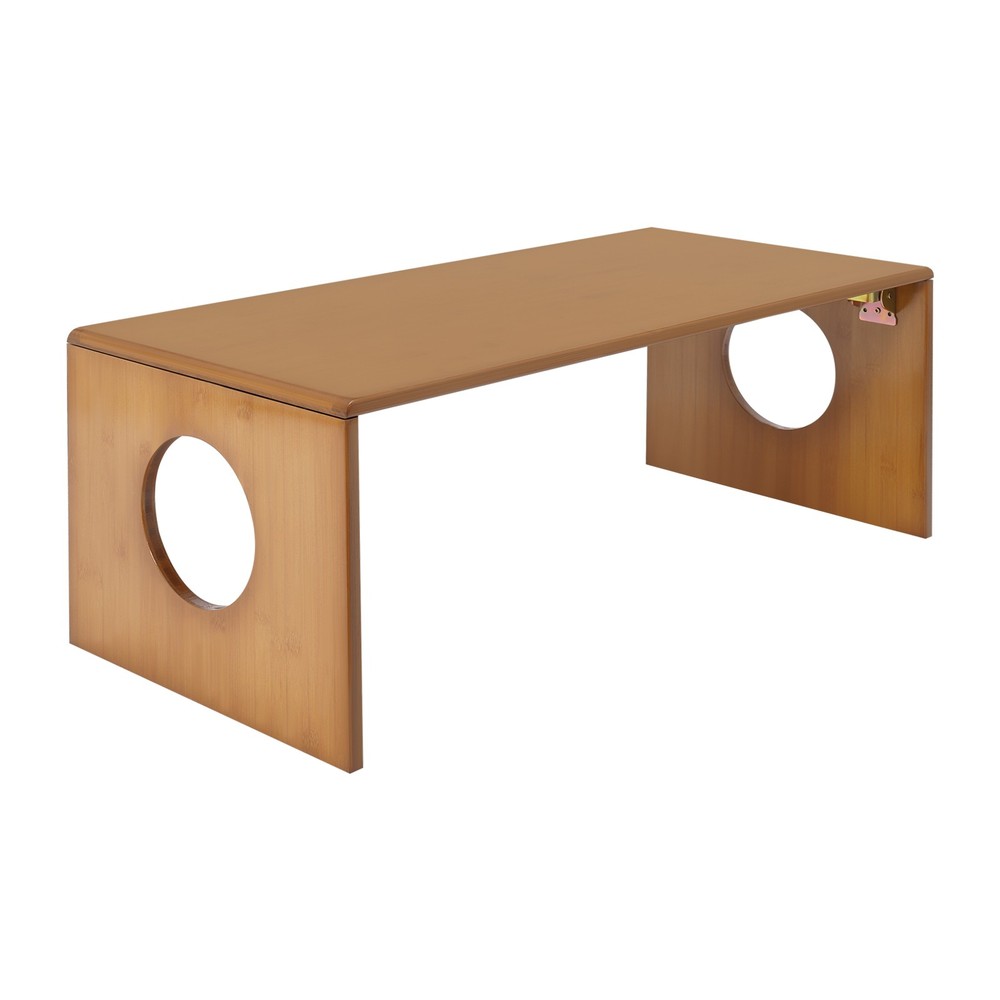 Folding Floor Coffee Table Brown Low Coffee Table Bamboo Portable Coffee Table