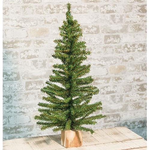 New Primitive RUSTIC PINE CHRISTMAS TREE Wood Base 24"