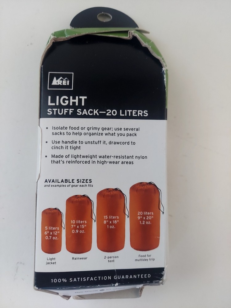 REI light Stuff Sack lightweight 20 liters orange