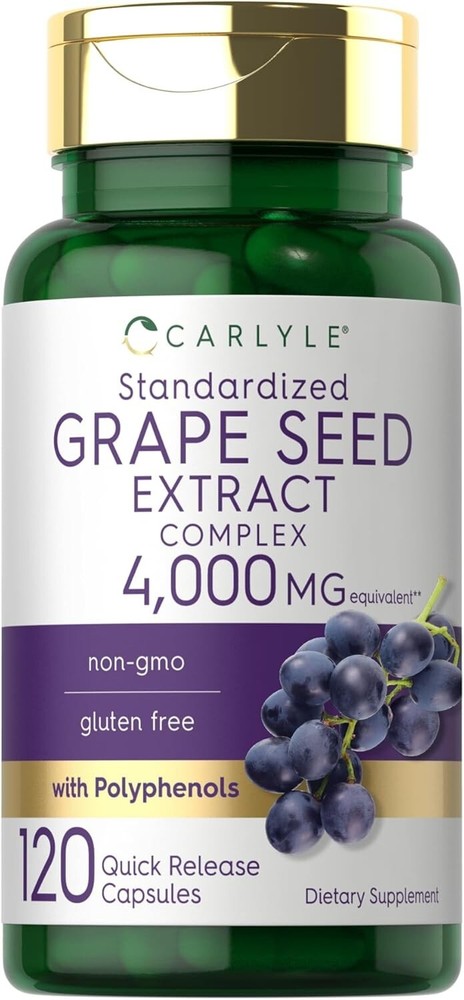 Grape Seed Extract Capsules 4,000Mg 120 Count Standardized Extract Complex with