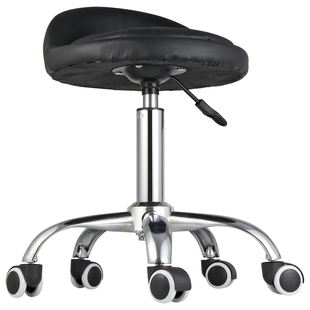 Rolling Stool Adjustable Height Hydraulic Swivel Salon Stool with Backrest Black
