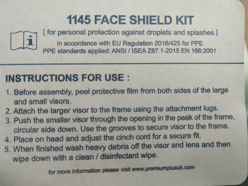 Face Shields Kit Lavender Color visor with 3 shields .