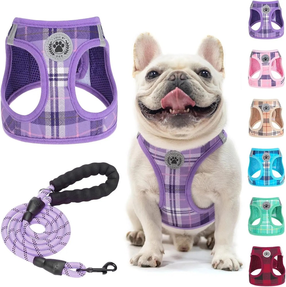 Step-In Dog Harness & Leash Set in Various Patterns – Reflective No Pull (XS-