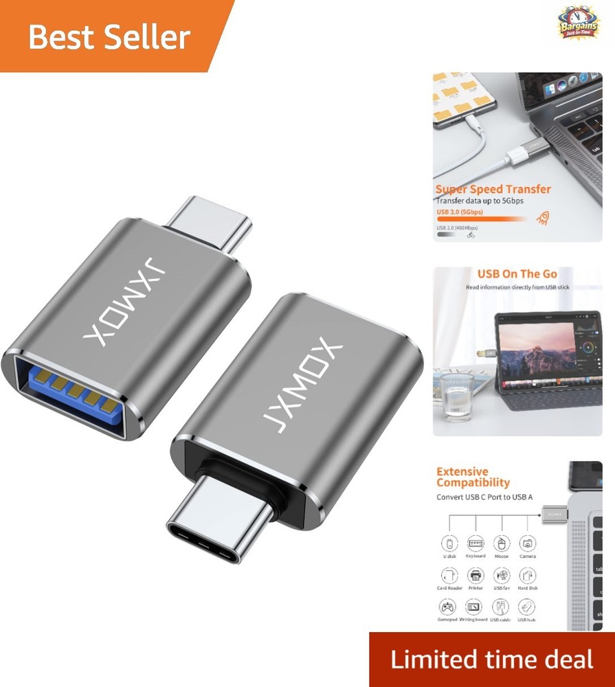 USB C to USB Adapter 2-Pack - Fast Data Transfer & Charge with Reversible Design