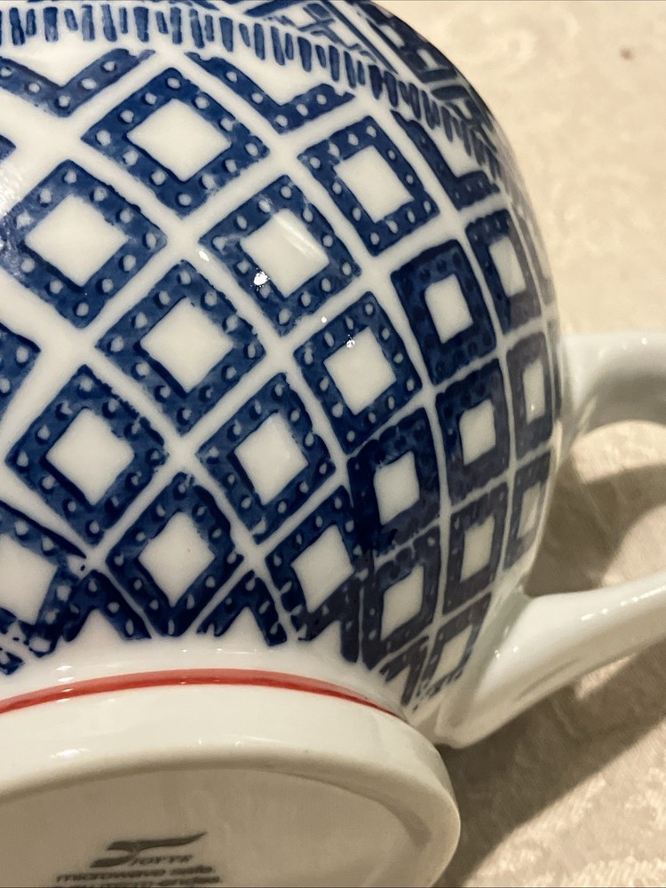 Joyye Scandi Style Pattern Blue White And Red Handled Cup Replacement