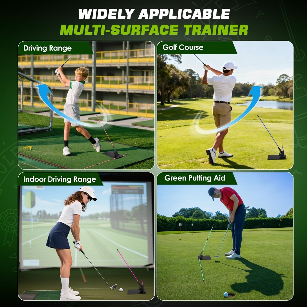 Pro Golf Alignment Sticks Holder – Adjustable Swing Plane Trainer with Weight...