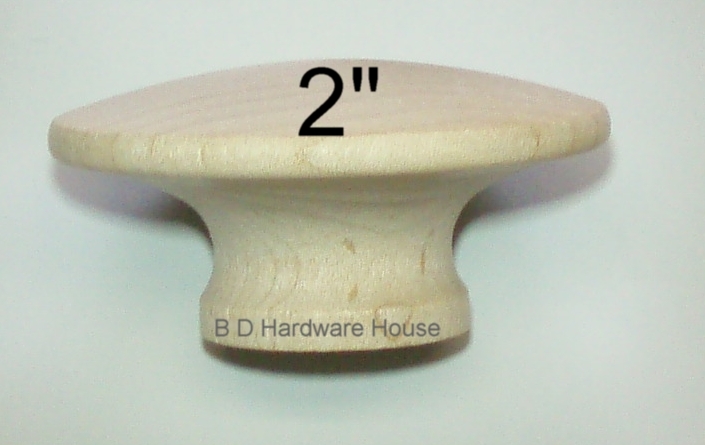 2" Birch Hard Wood Cabinet Knob Pulls / Drawer Knobs with screw