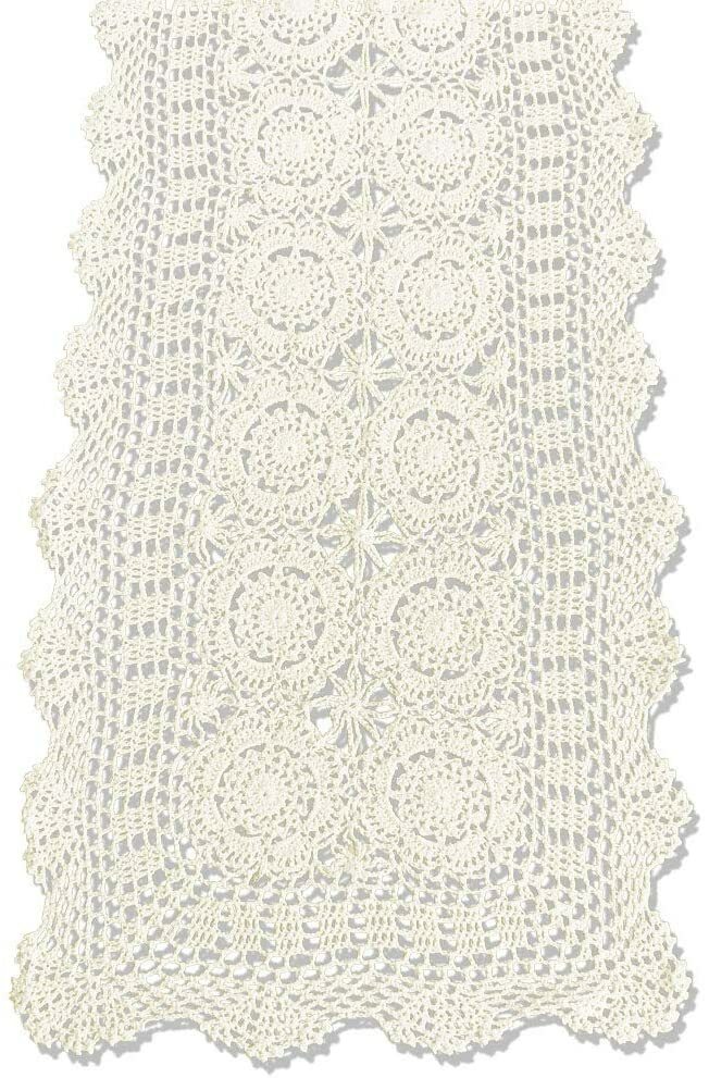 Cotton Crochet Lace Table Runner Rectangle For Dinner Table Handmade Table Cover