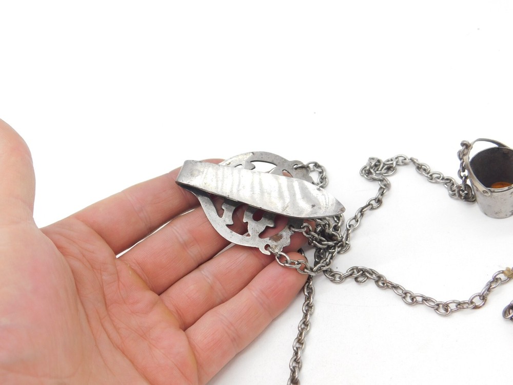 Victorian Cut Steel Large Sewing Chatelaine with Multiple Tools Antique c1860