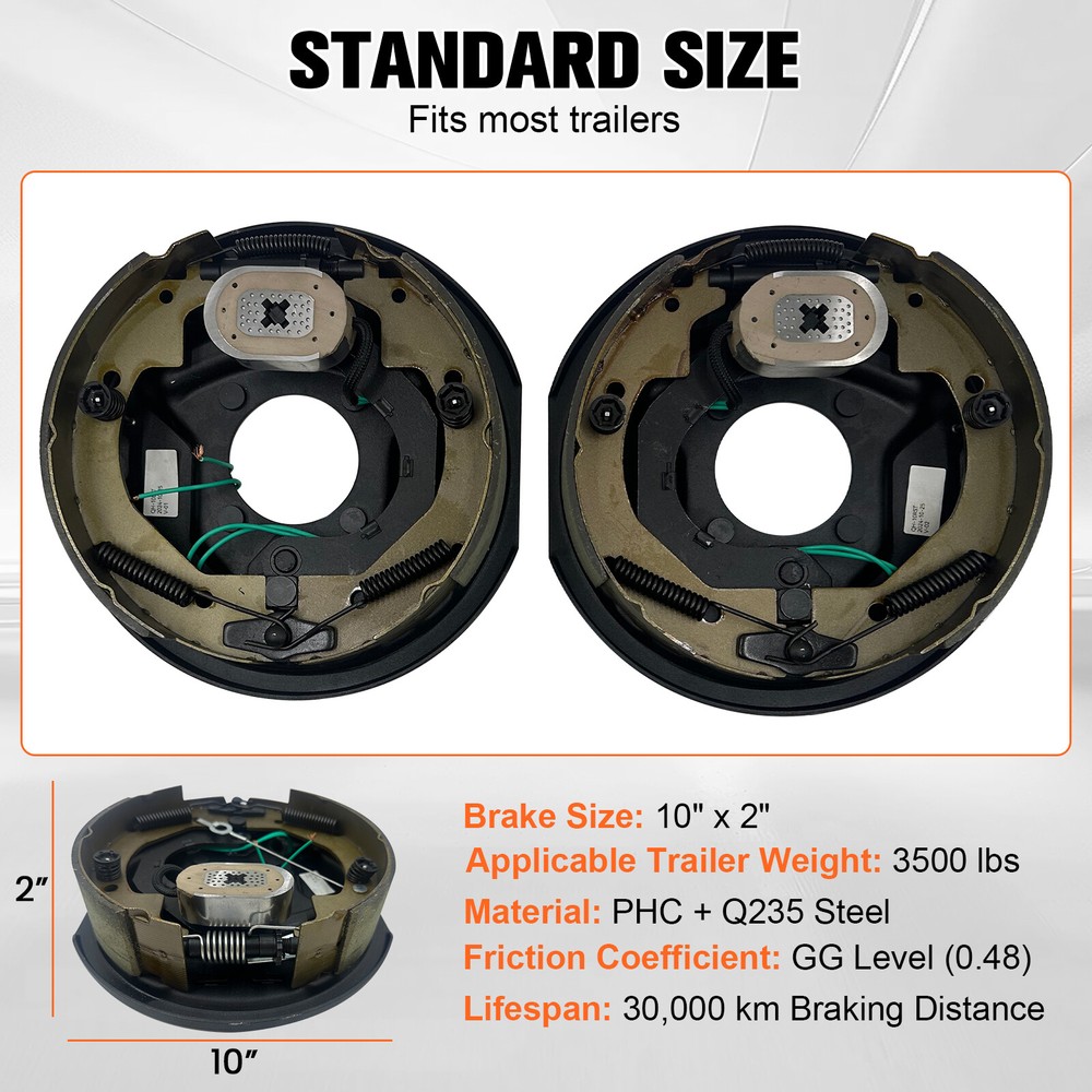 Electric Trailer Self Adjusting Brake 6-5.5" Hub Drum Kit For 3500 lb Axle