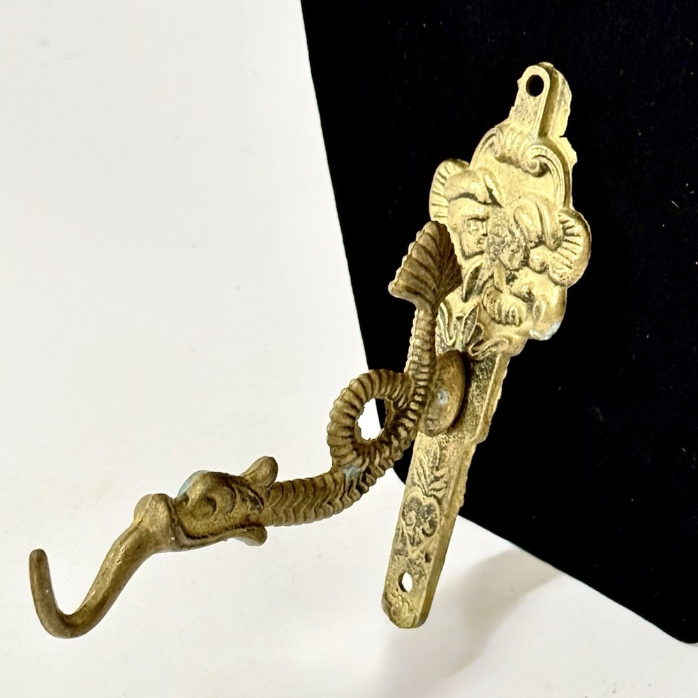 Victorian Inspired Ornate Vintage Solid Brass Wall Hook Serpent-Style Dual Faces