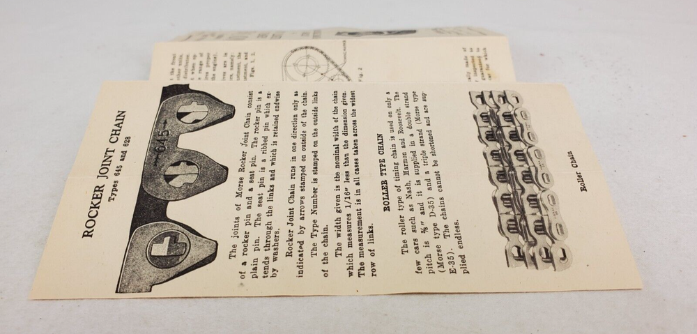 1937 Morse Chain Co Front End Drives Silent Chain Description & Instructions VG