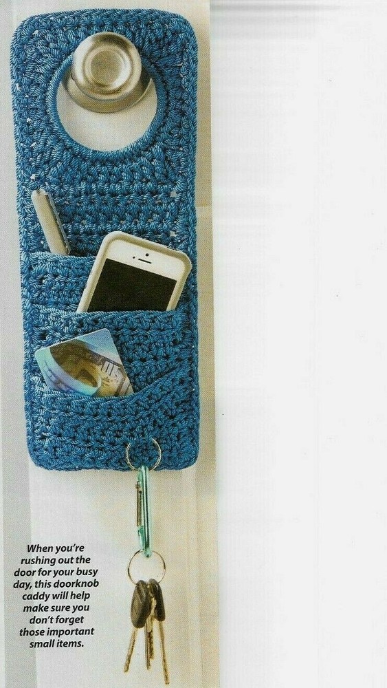 DON'T FORGET DOORKNOB ORGANIZER HOME DECOR CROCHET PATTERN INSTRUCTIONS