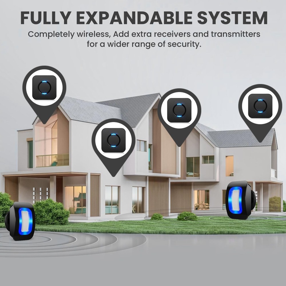 Wireless Motion Sensor LED Light - Motion Detector Alarm Chimes Door Sensor w...