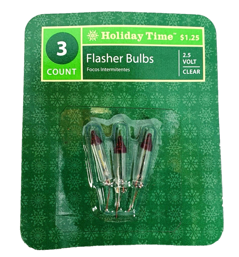 2.5 volt Mini Flasher Bulbs Christmas Light for 50 100 200 Light Strings 3 pk HT