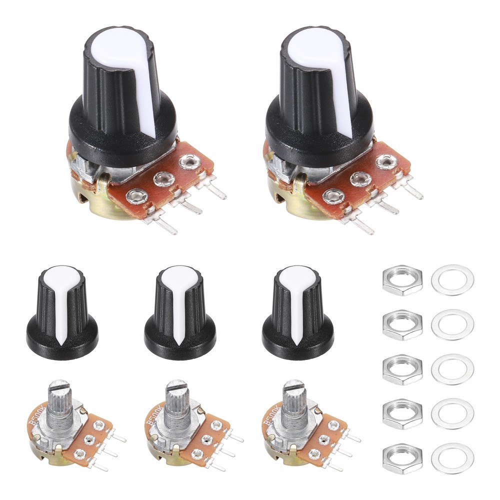 5Pcs WH-148 Potentiometer 3Pins B500K±20% Ohm Variable Resistor with 5 Knobs