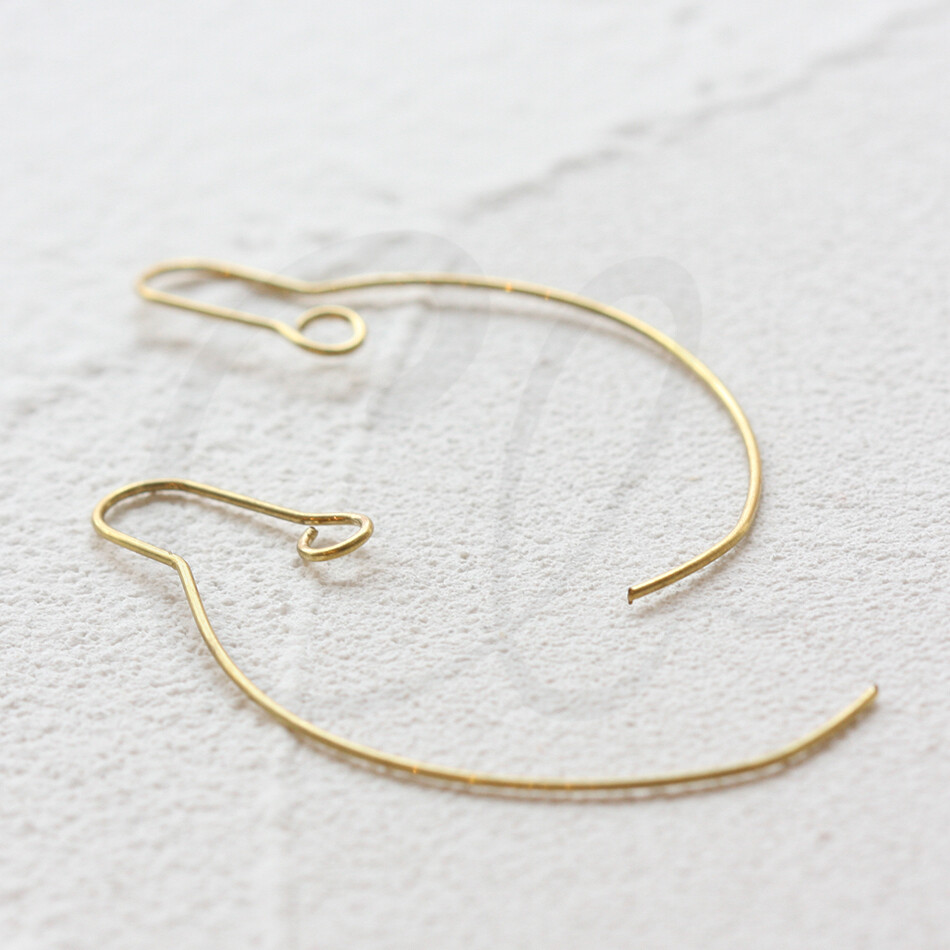 Solid Raw Brass Earring Hook - Ear Wires - Earring Component - 46x16mm (4537C)