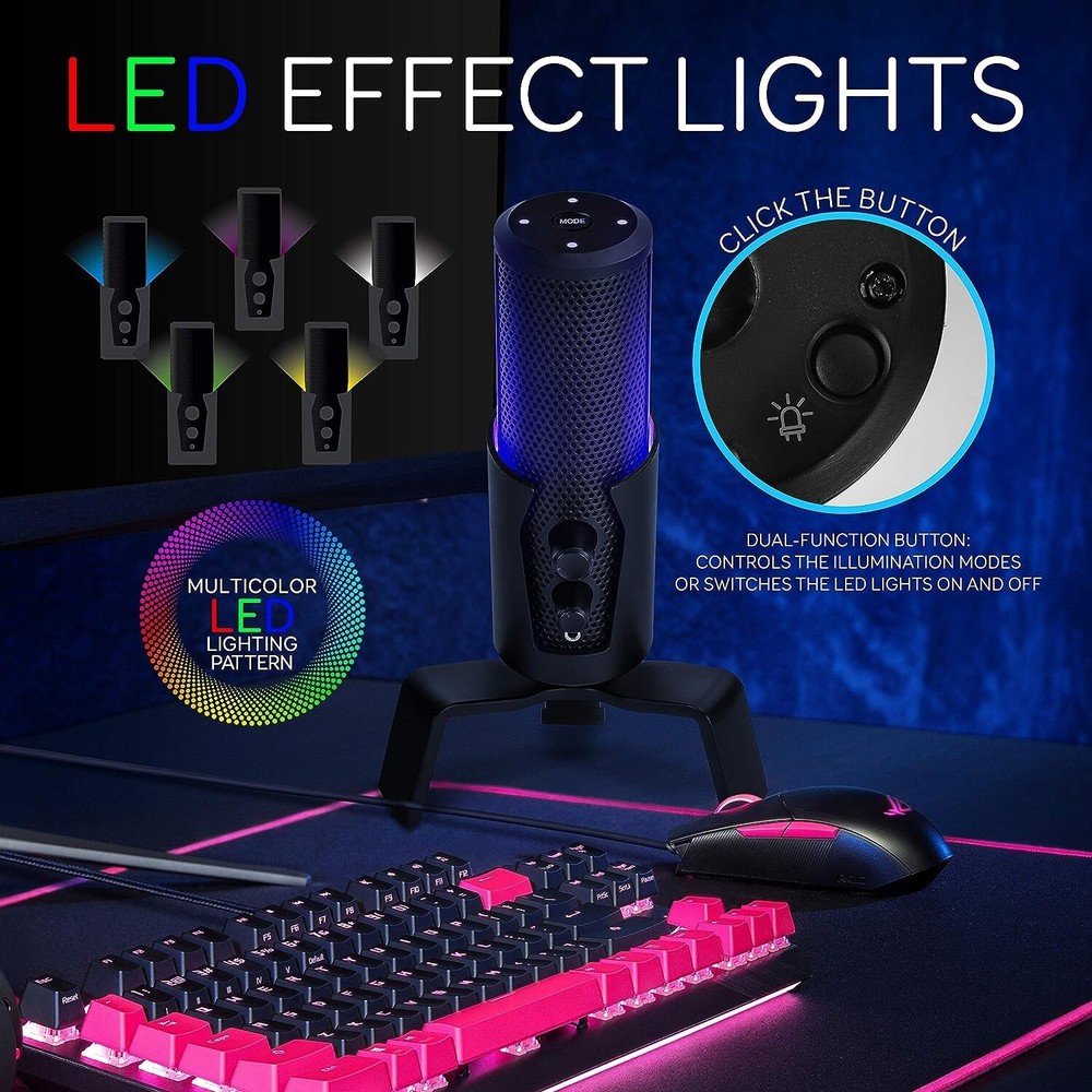 Pyle USB Computer Desktop Microphone 4 Polar Patterns & Pro Audio Recording Mic