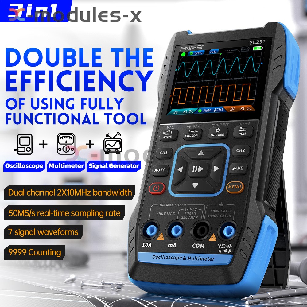 FNIRSI 2C23T Handheld Digital Oscilloscope Multimeter Function Signal Generator