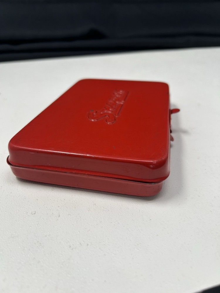 Vintage 1977 Snap-On Tools small red empty metal box KRA-255 Date code 77 USA