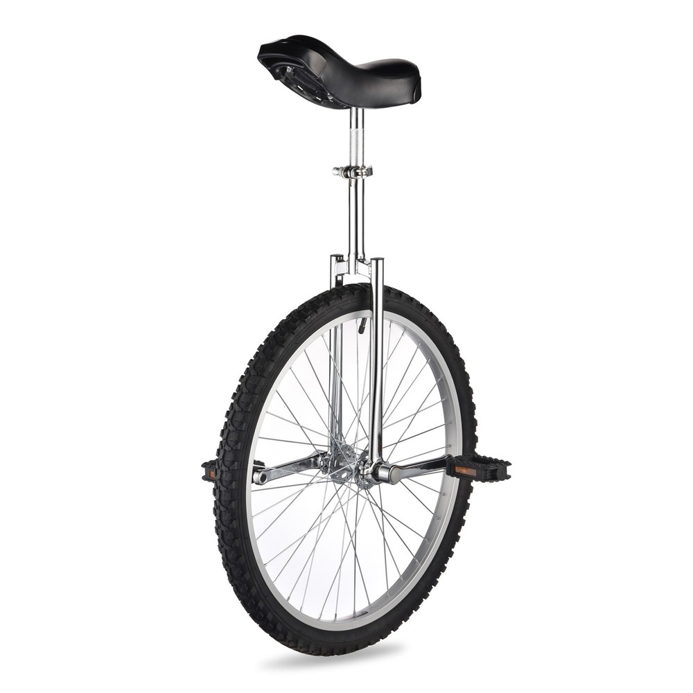 24 In Wheel Unicycle Skid-proof Tire Adjustable Height Exercise Bicycle Silver