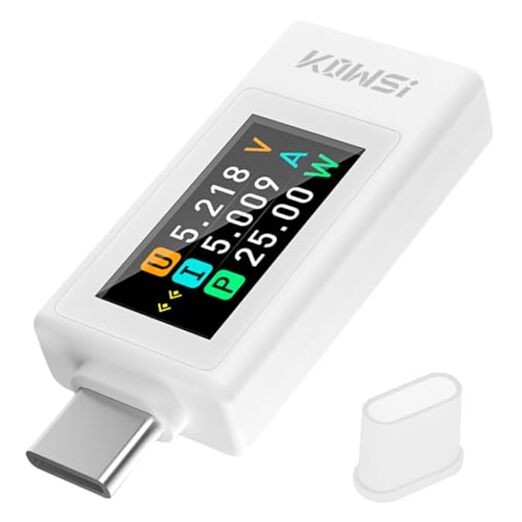 USB C Tester Voltage and Current Tester Meter Voltmeter Power Bank White