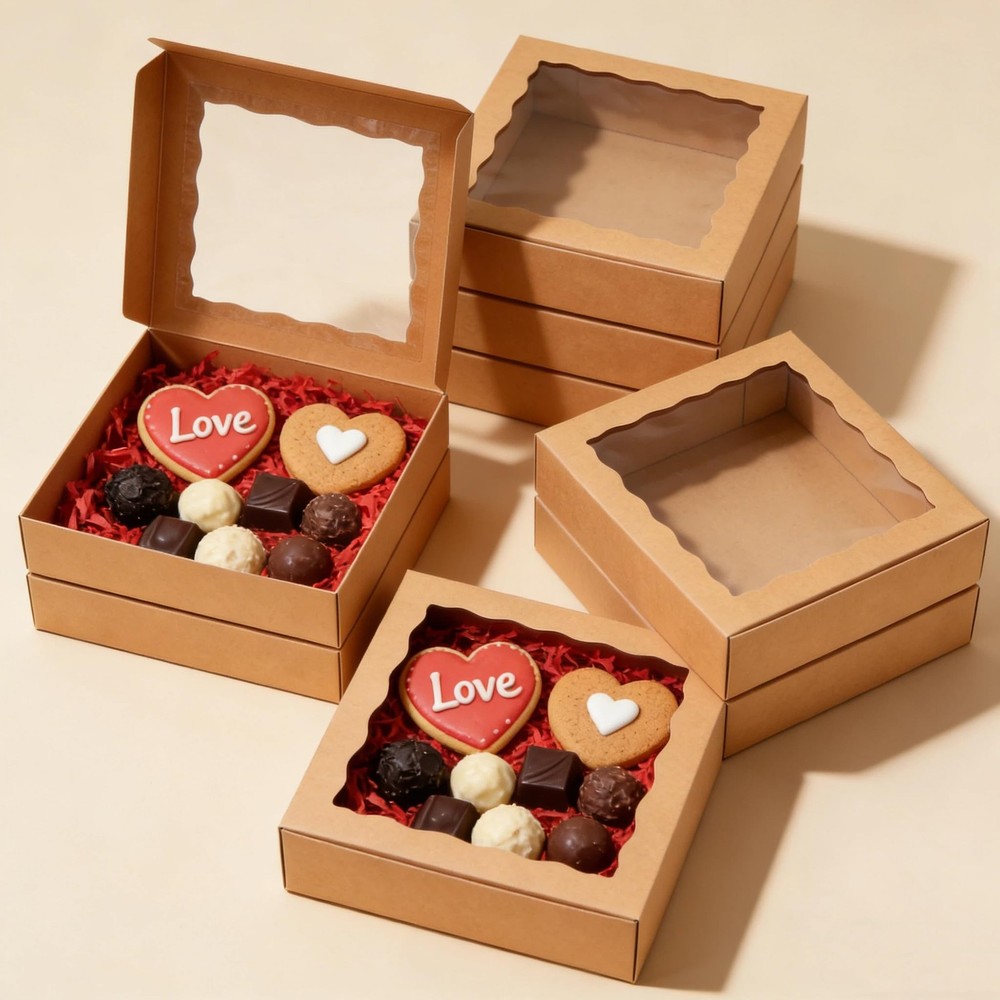 20 Pack Pie Boxes 10x10x2.5 Inch Bakery Boxes with Window Cookie Box Chocolat...