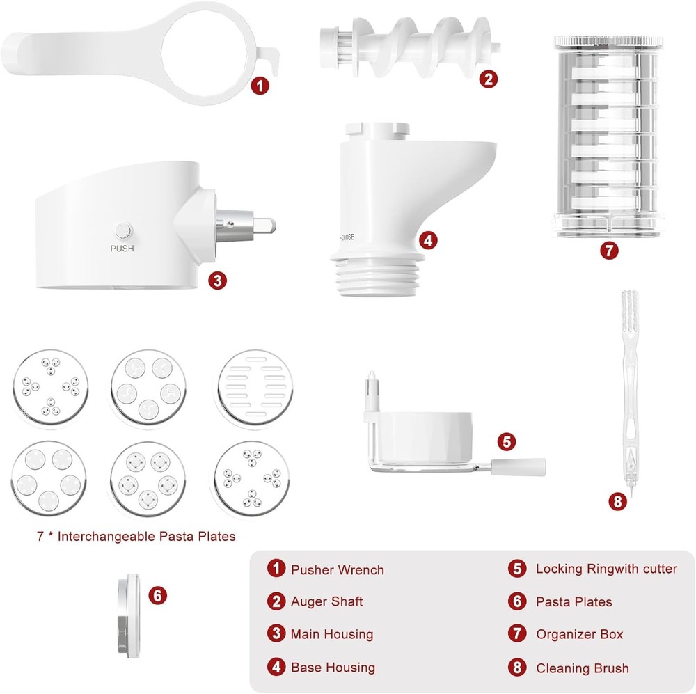 Kitchenaid Pasta Press Attachment with 7 Discs Gourmet Pasta Maker