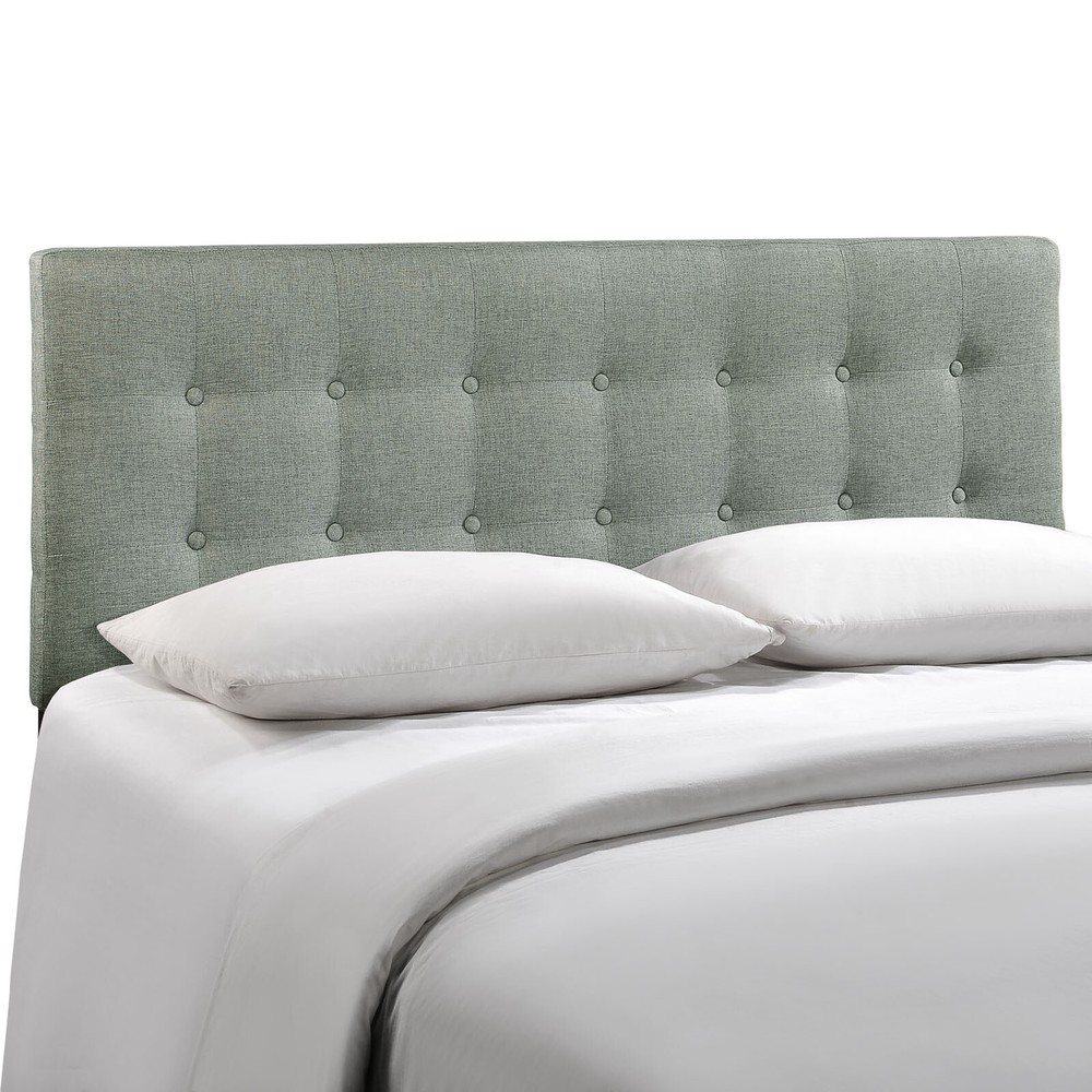 Modway Fabric Upholstered Button Tufted Square Full Size Headboard in Gray
