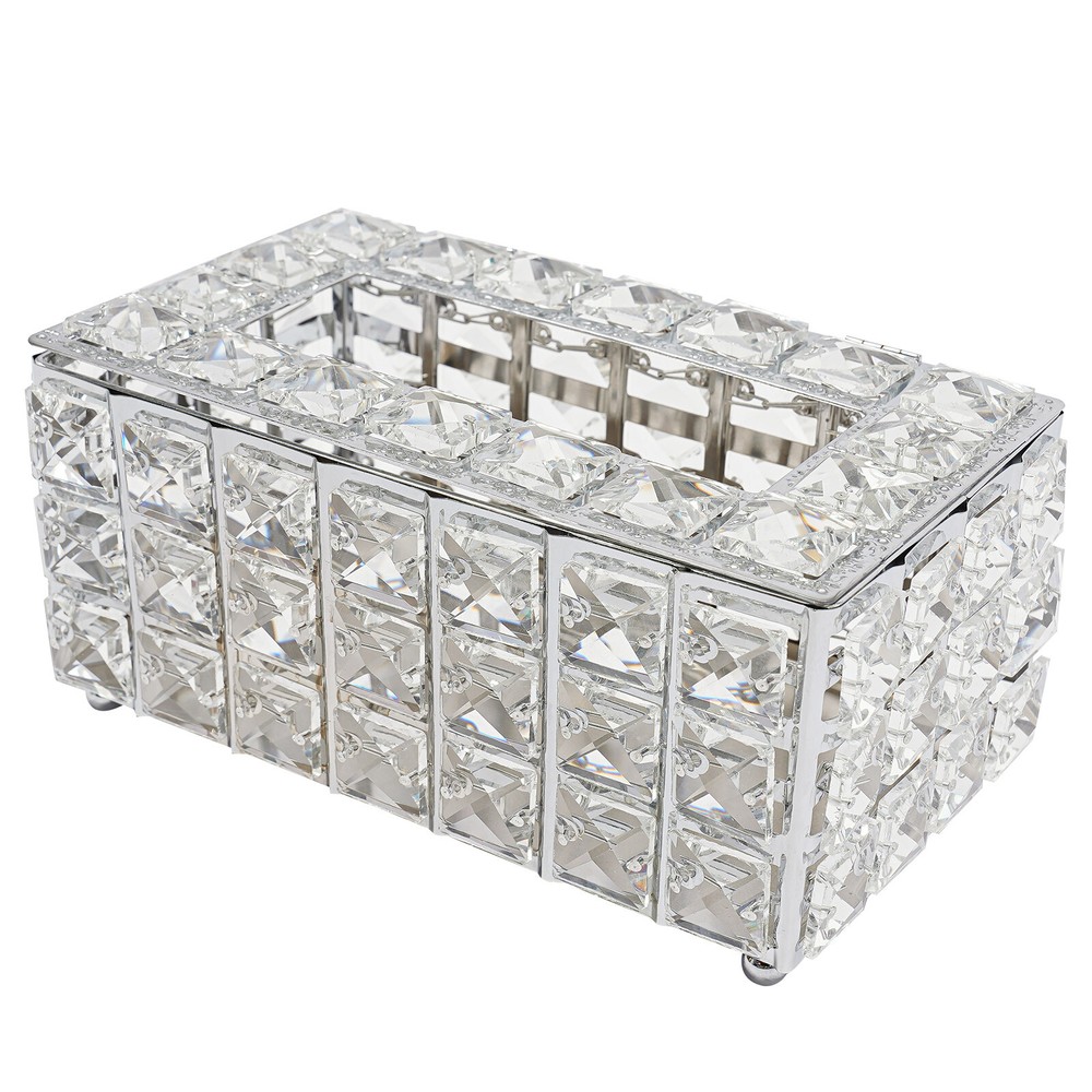 Crystal Tissue Box Rhinestone Rectangular Napkin Case Paper Tissue Holder Box